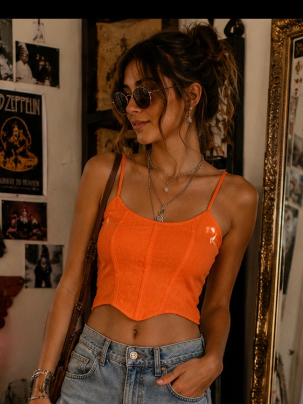 Hollister Orange Spaghetti Strap Tank Top